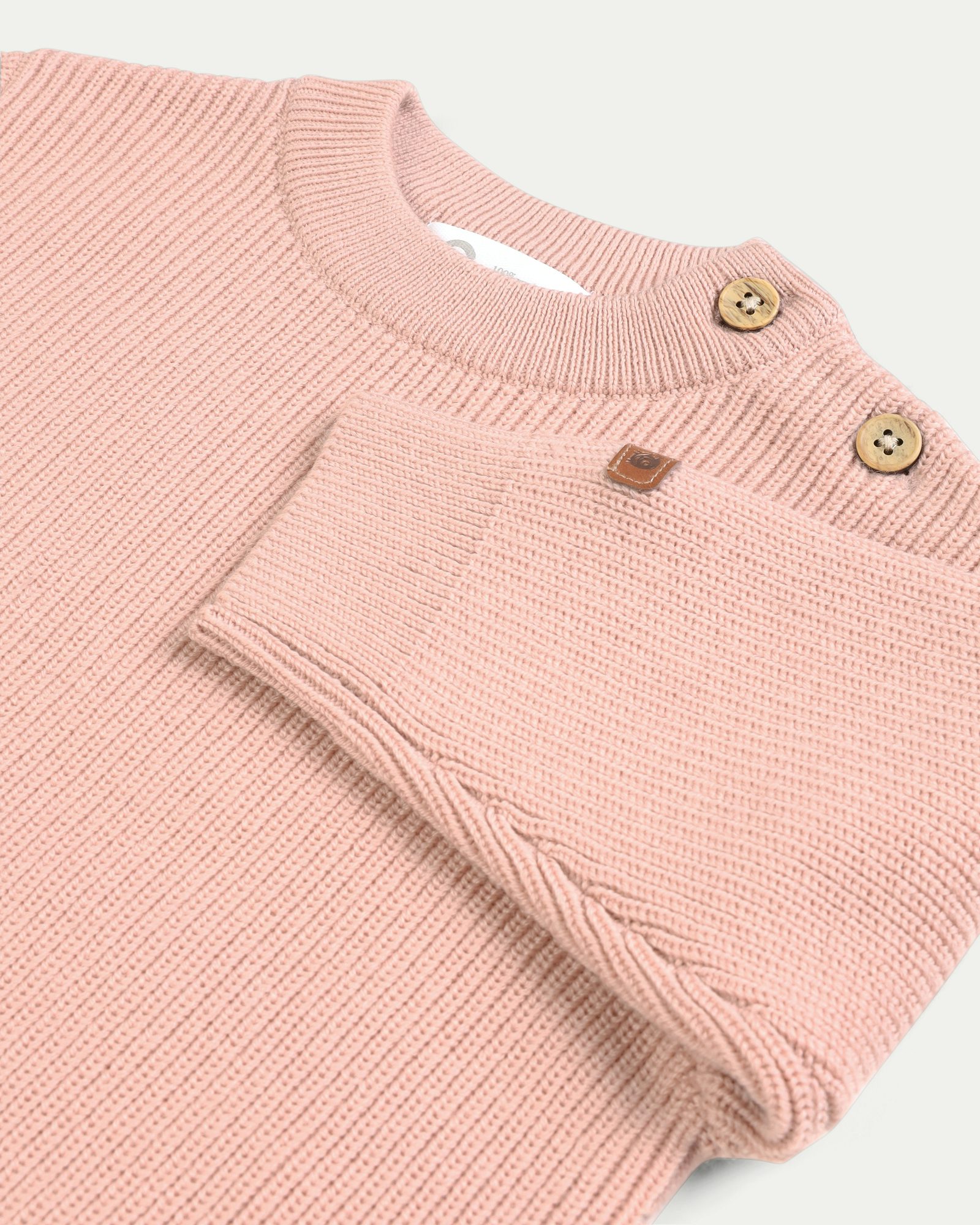  AMAATE Solid Ribbed Knit Sweater (Color : Baby Pink