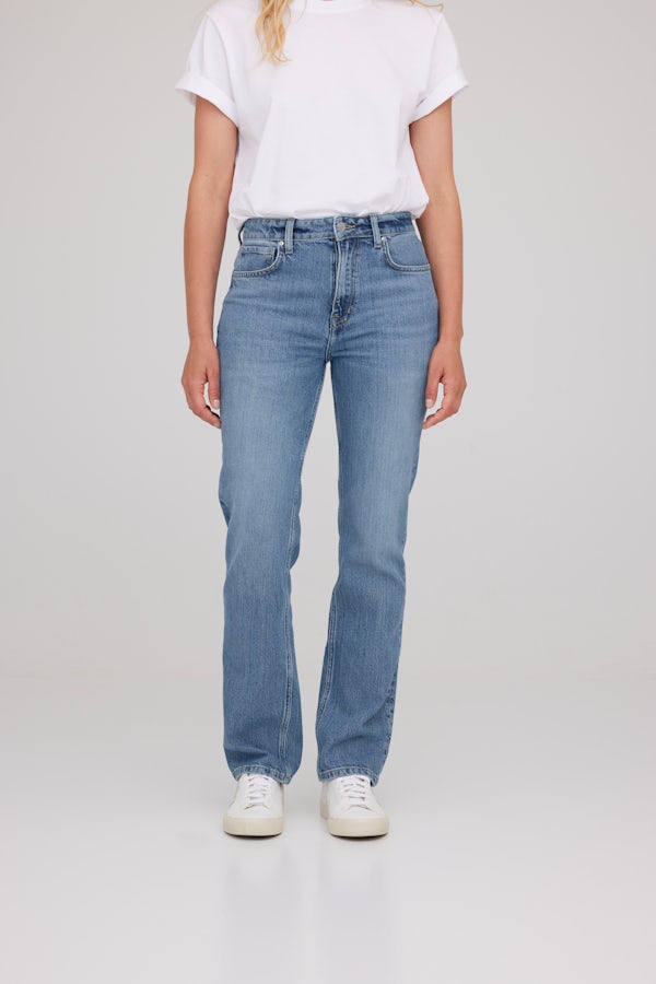 Blå Mid waist straight jeans | Dam | | Cubus
