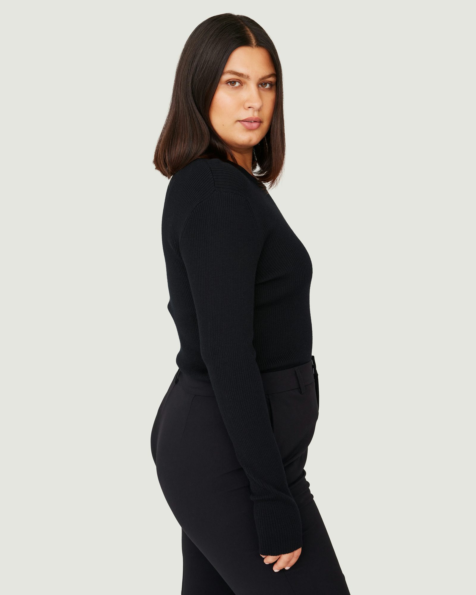 Black Essential Ribbed Sweater X36102, LASCANA