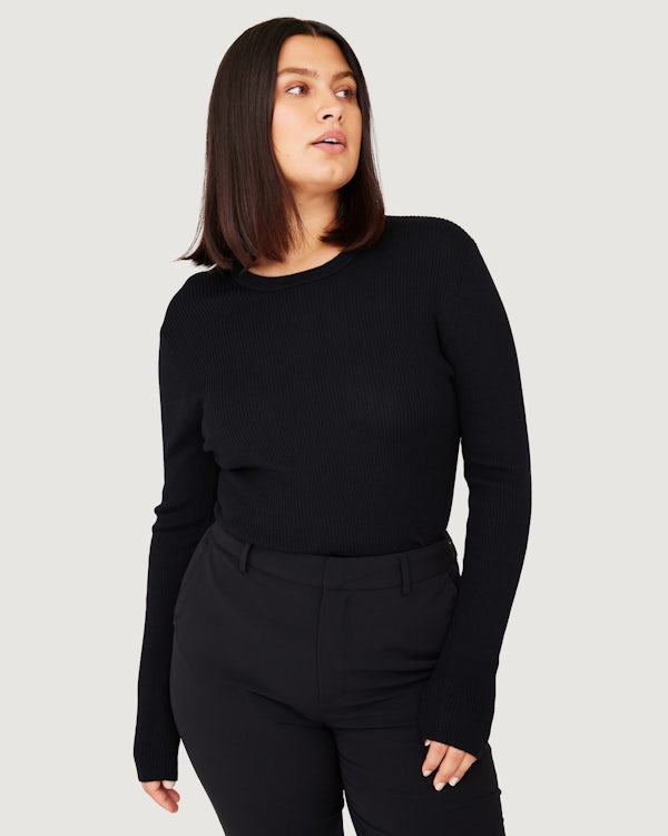 Black Essential Ribbed Sweater X36102, LASCANA