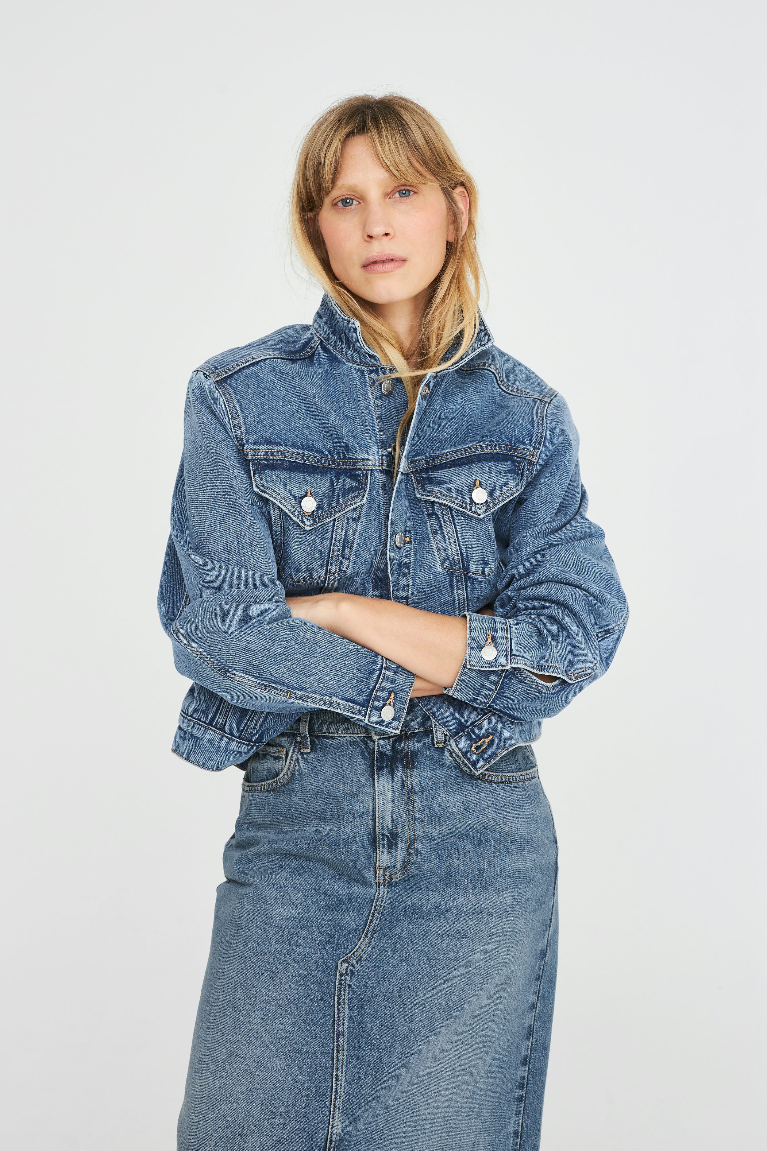 Mid blue L Denim Jacket | Women | | Cubus