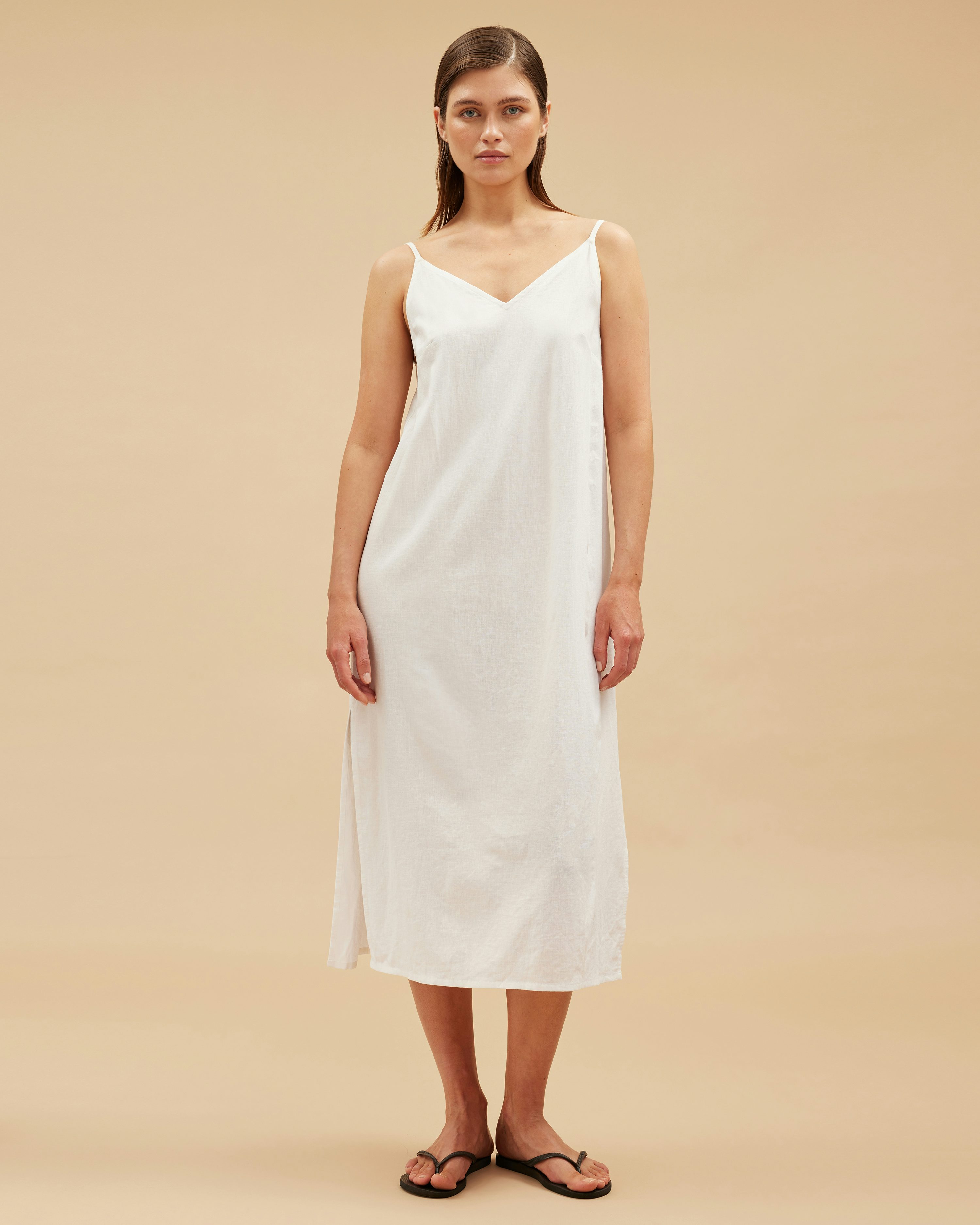 White L Lina Linen Slip Dress | Women | | Cubus