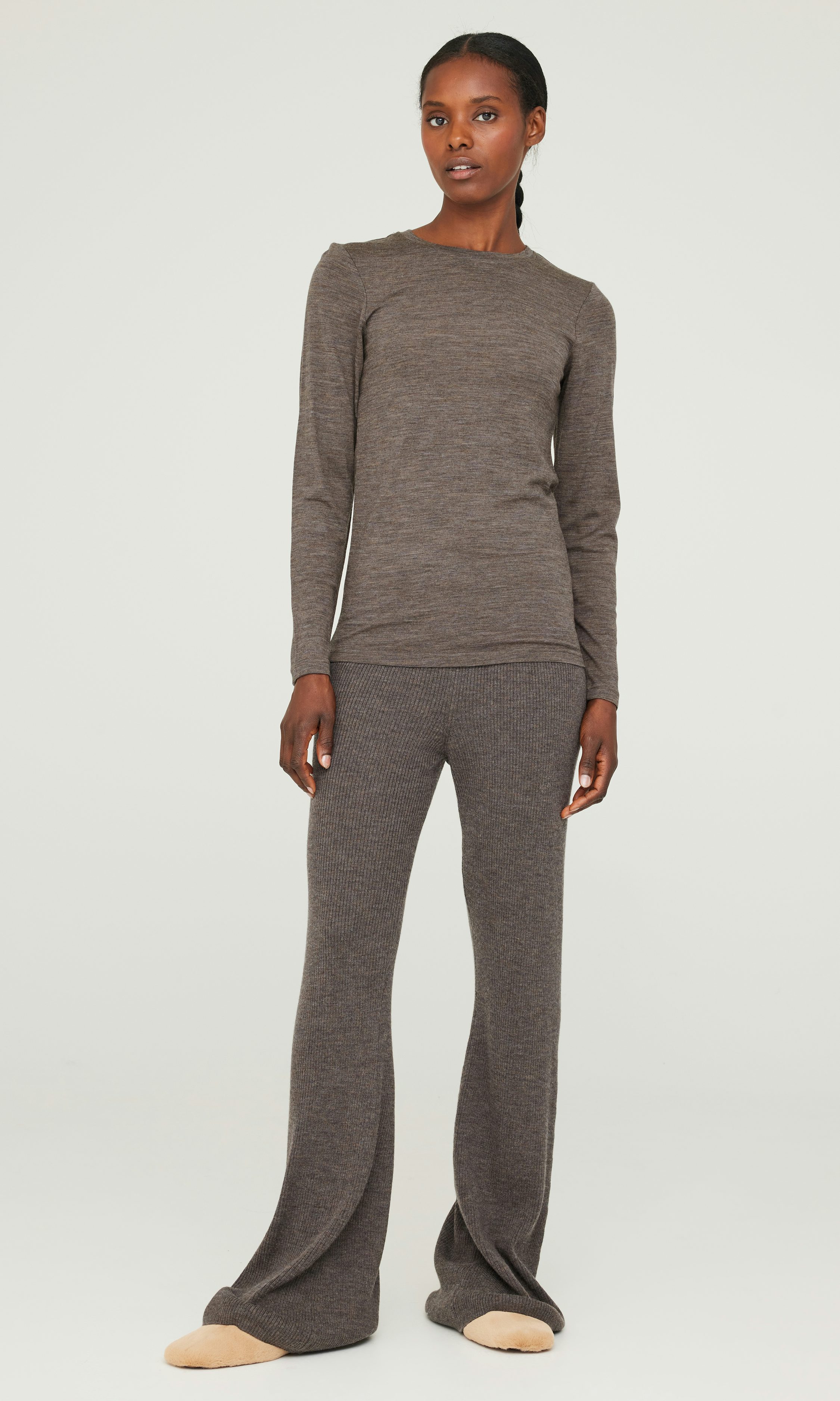 Coffee L Merino Rib Pant | Women | | Cubus
