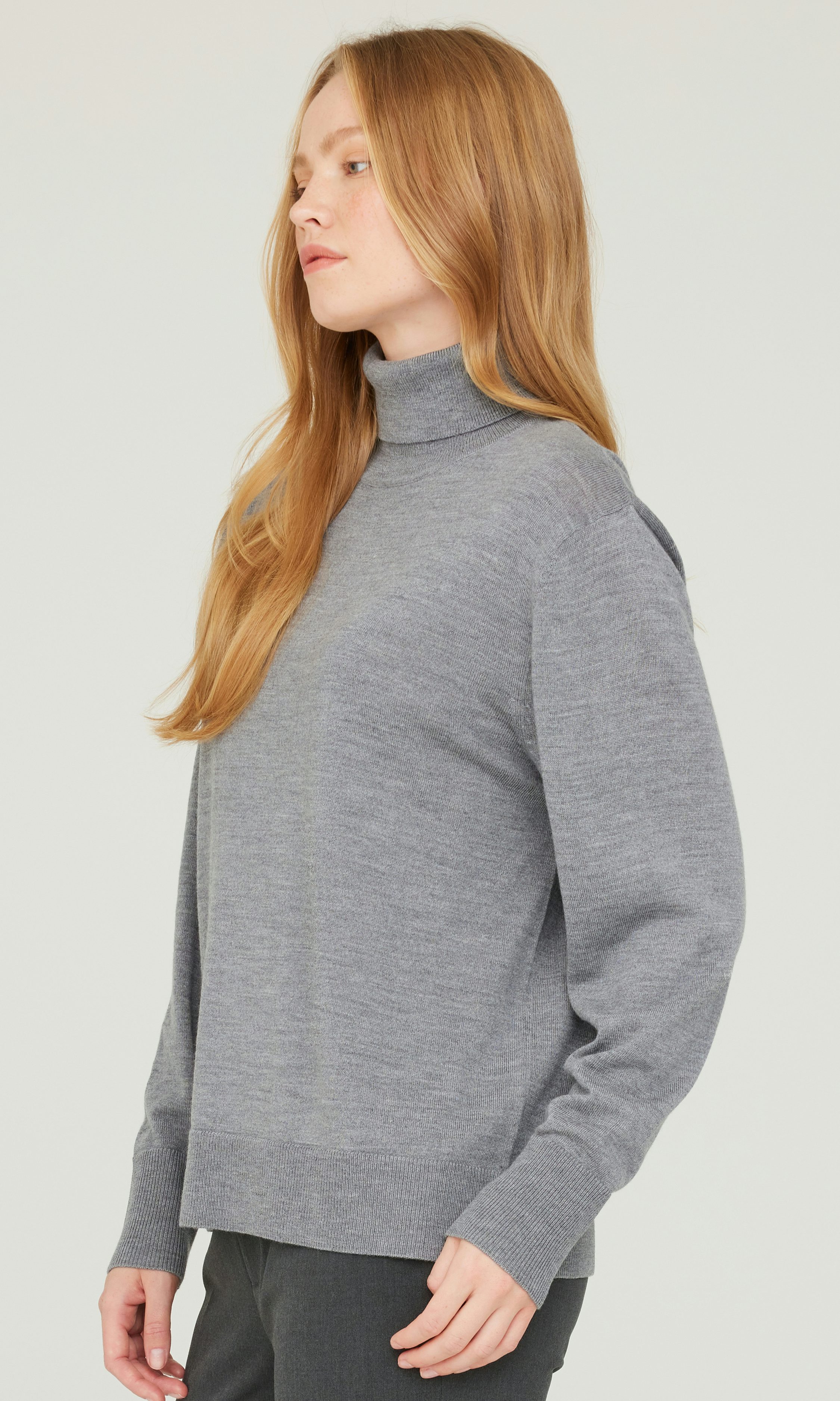 Grey melange L Merino Turtle Sweater | Women | | Cubus
