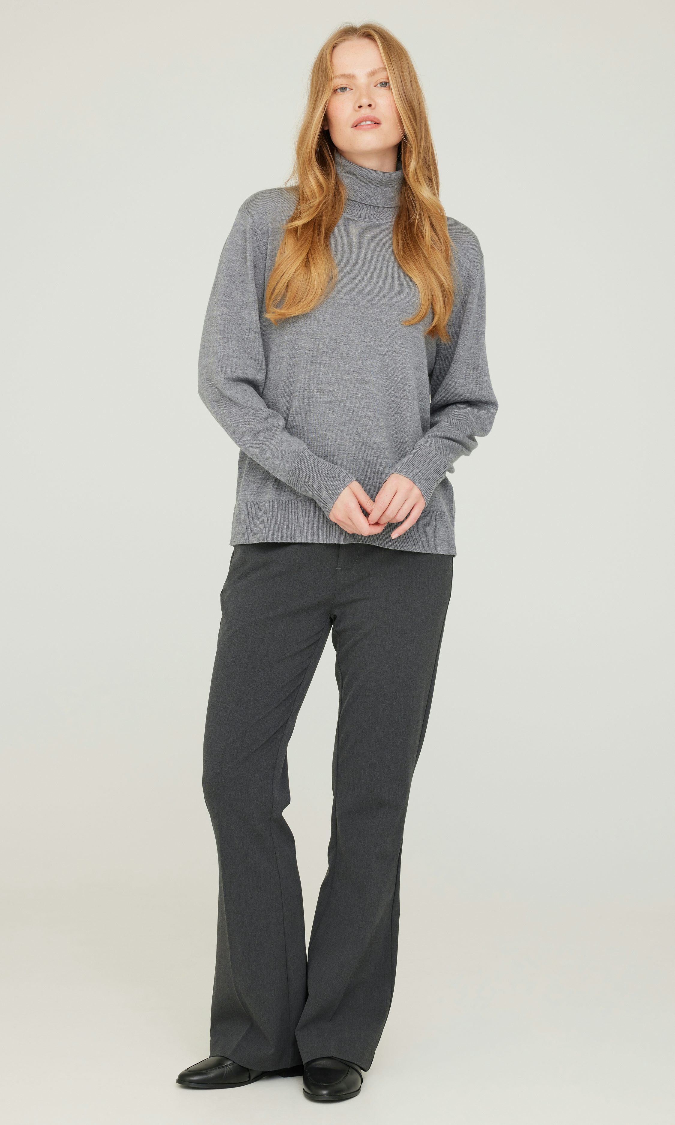 Grey melange L Merino Turtle Sweater | Women | | Cubus