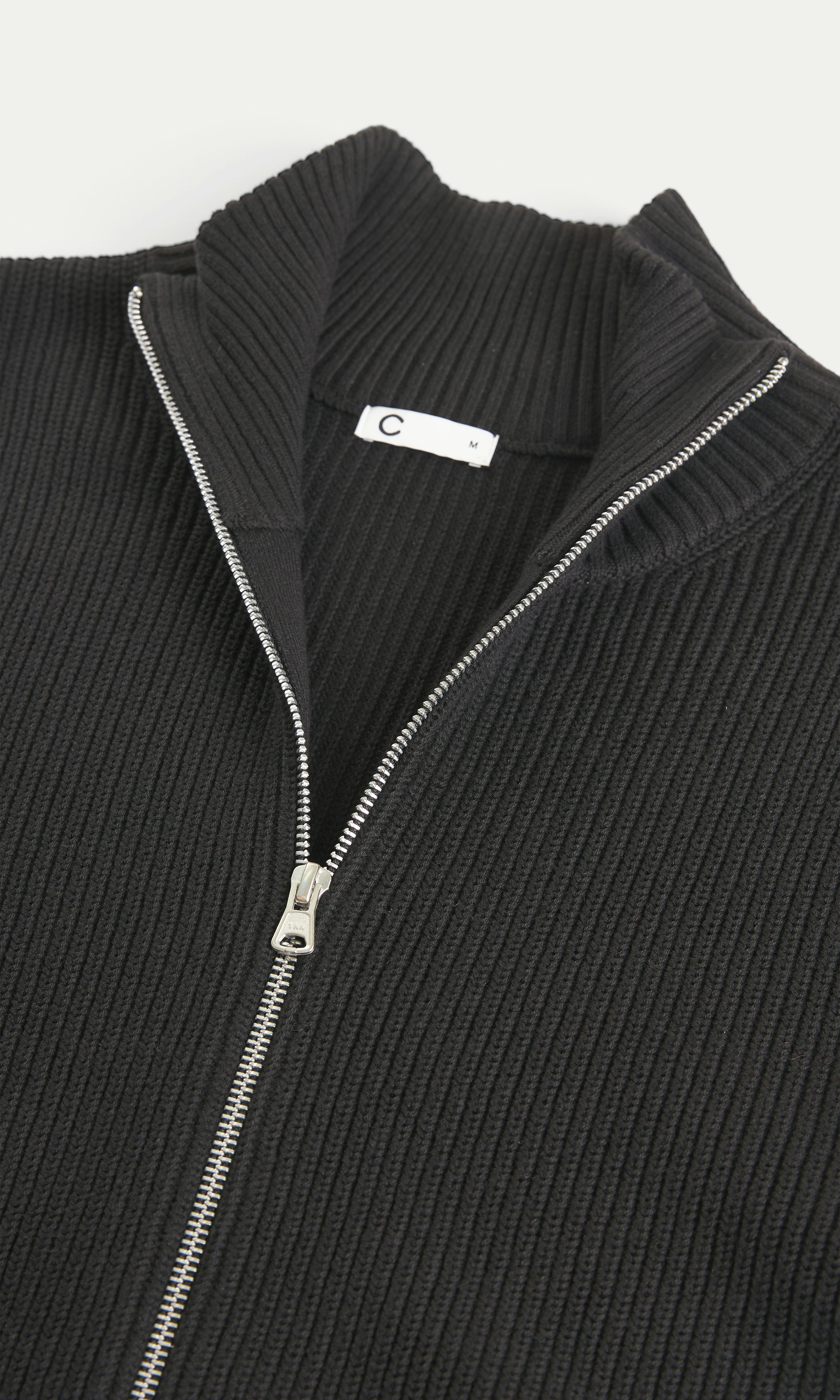 Black M Cotton Zip Cardigan | Men | | Cubus