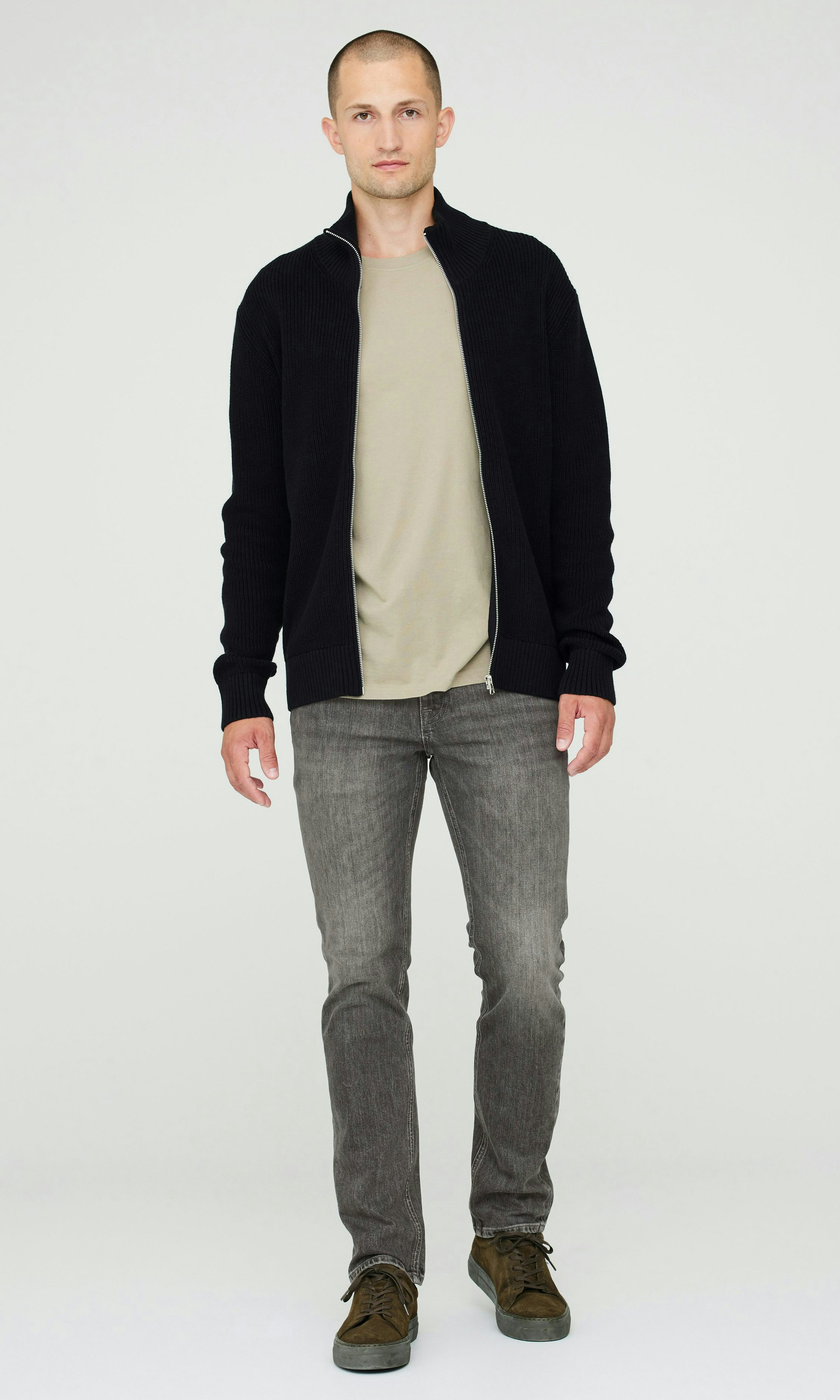 Black M Cotton Zip Cardigan Men Cubus
