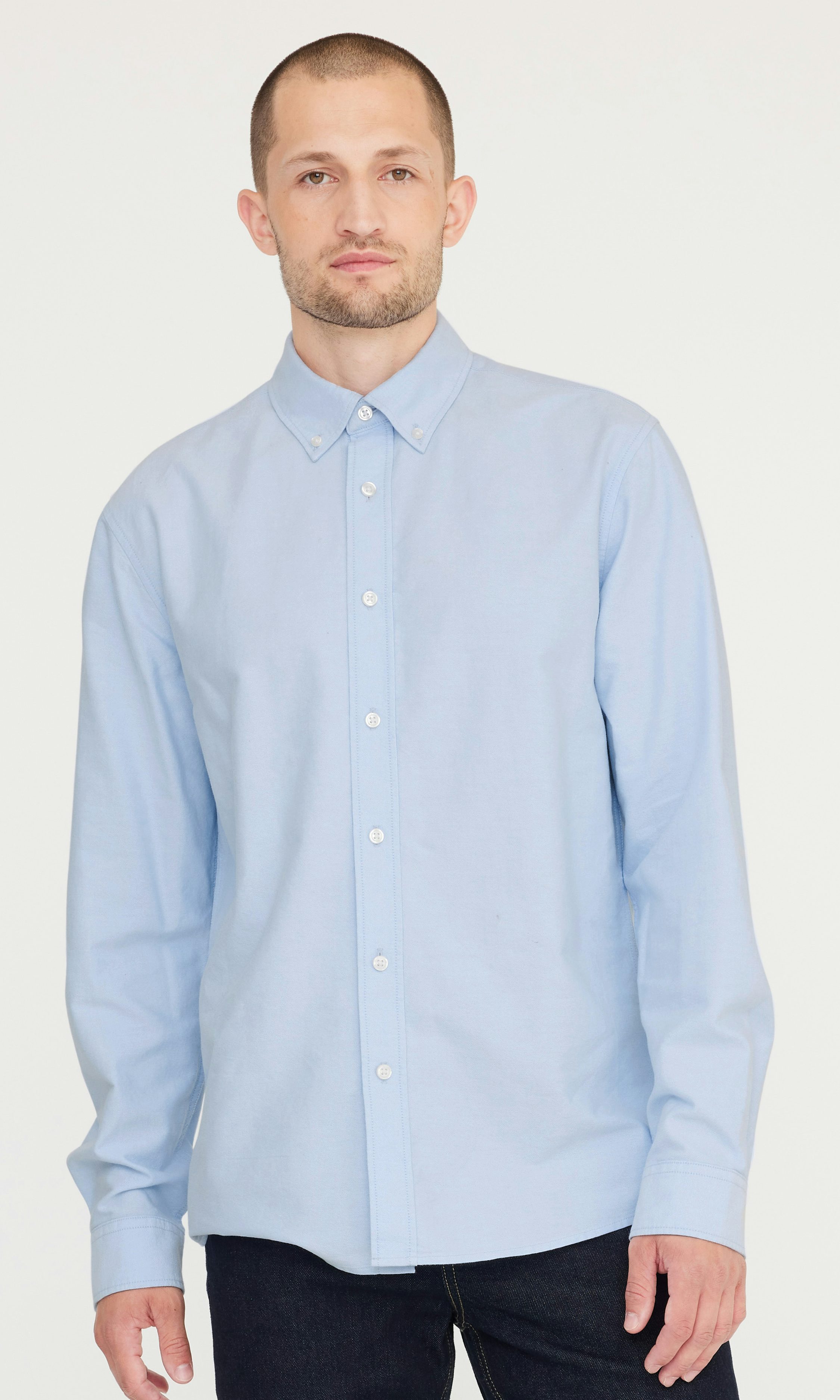 SSZ ELBOW / P OX B.D シャツ　サイズM Button-Down Sport Shirt in Green/Sky Stripe Oxford | Shop
