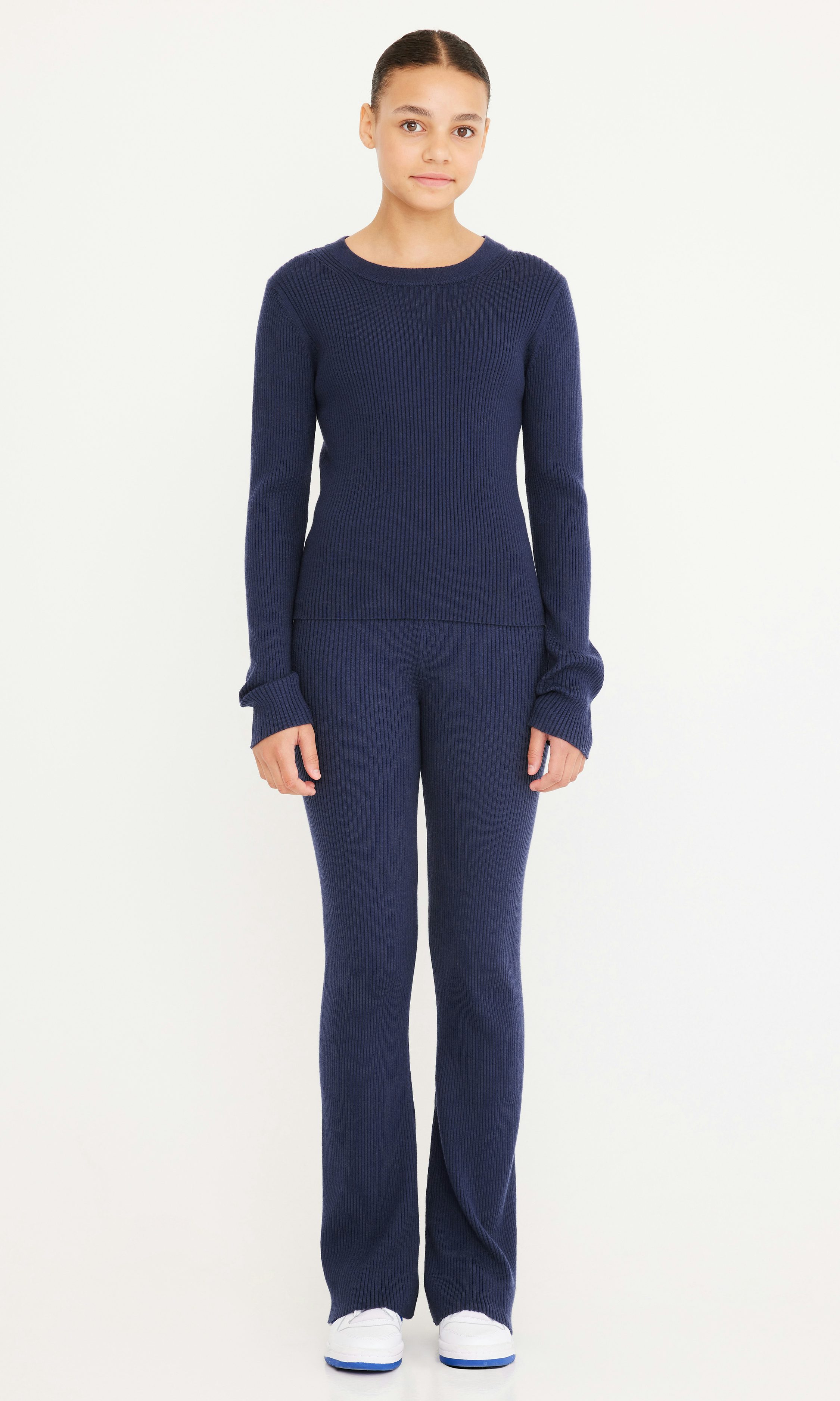 Dark blue Ch Soft knit rib flare pants | Children | Children