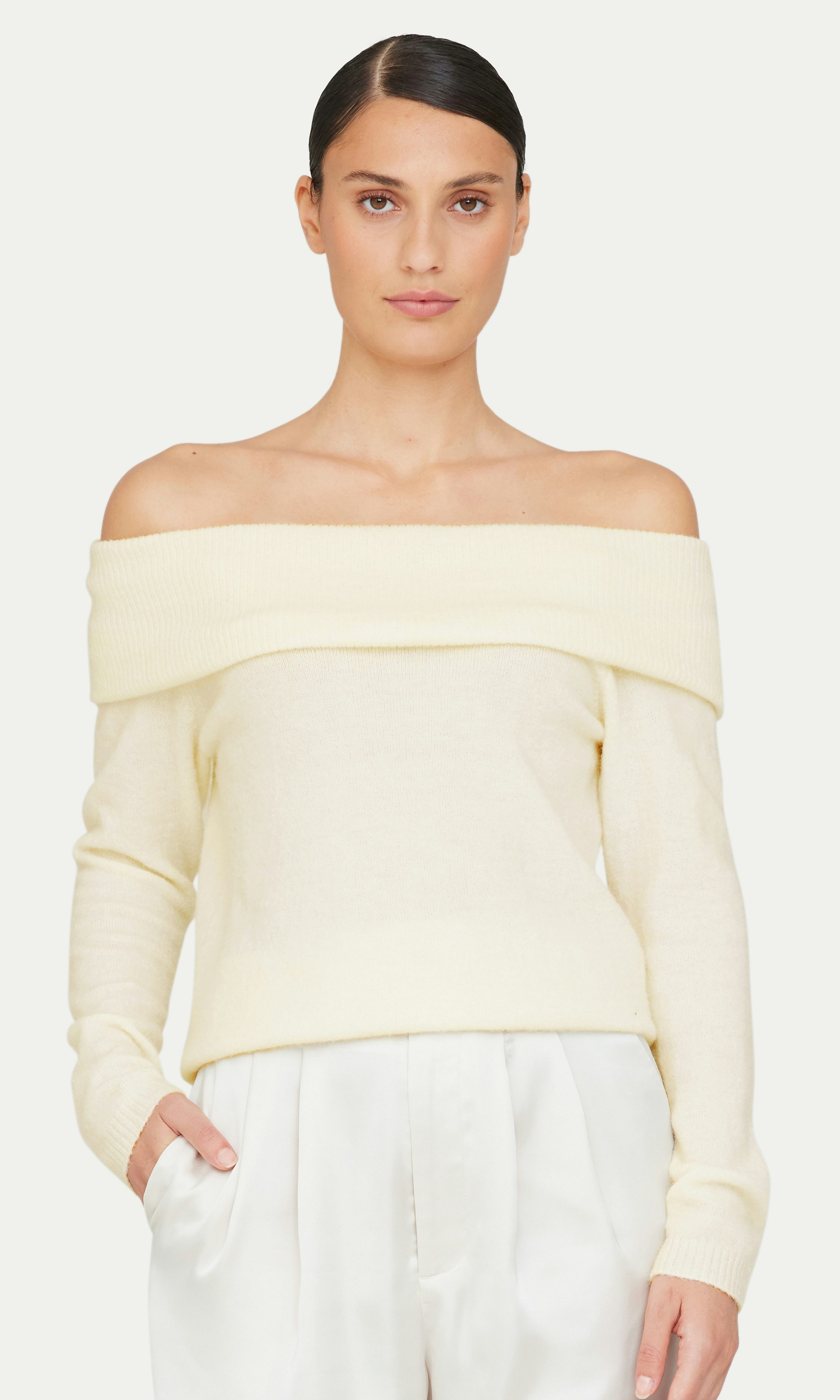 Off white L Off Shoulder Sweater Chunky | Women | | Cubus