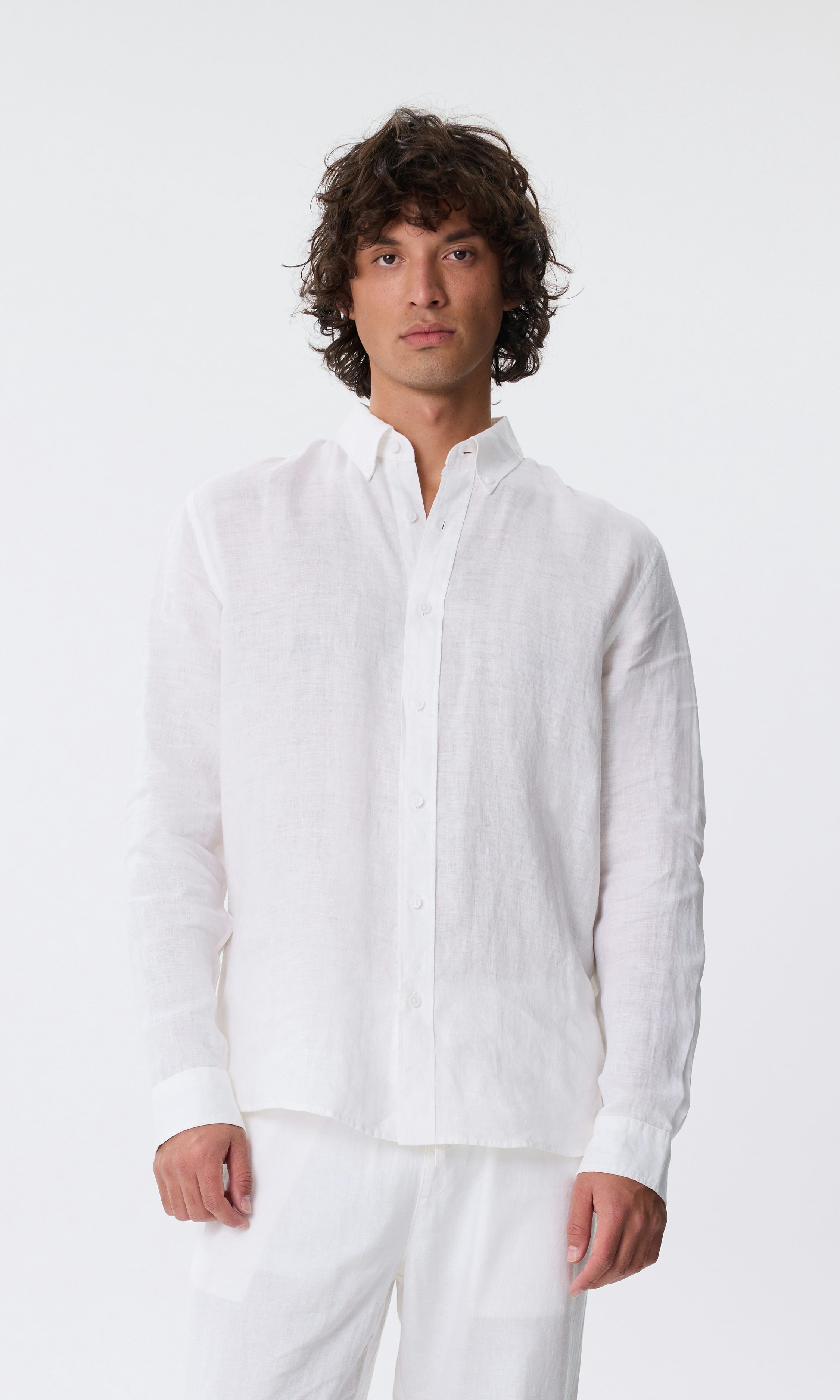 シャツ IONSEOUL Summer linen long-sleeved dress shirt BBU1063 White M Linen Shirt LS | Men | | Cubus
