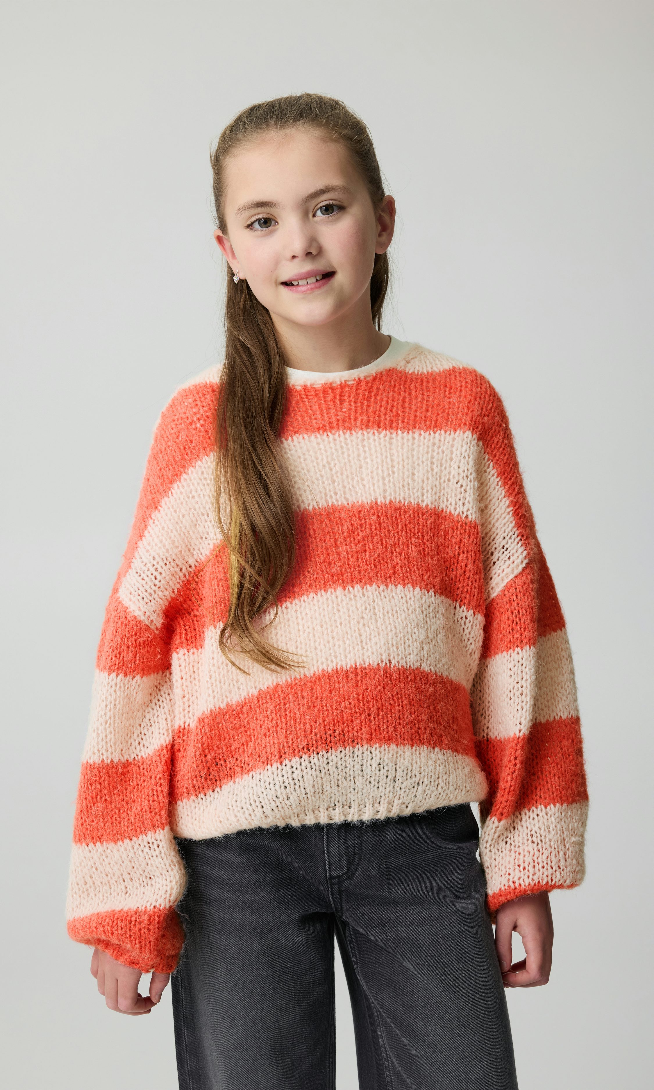 【BAON】[unisex] Cots Lettering Round Over Knit Pink Ch Grace Knit Sweater BG | Children | Children clothes