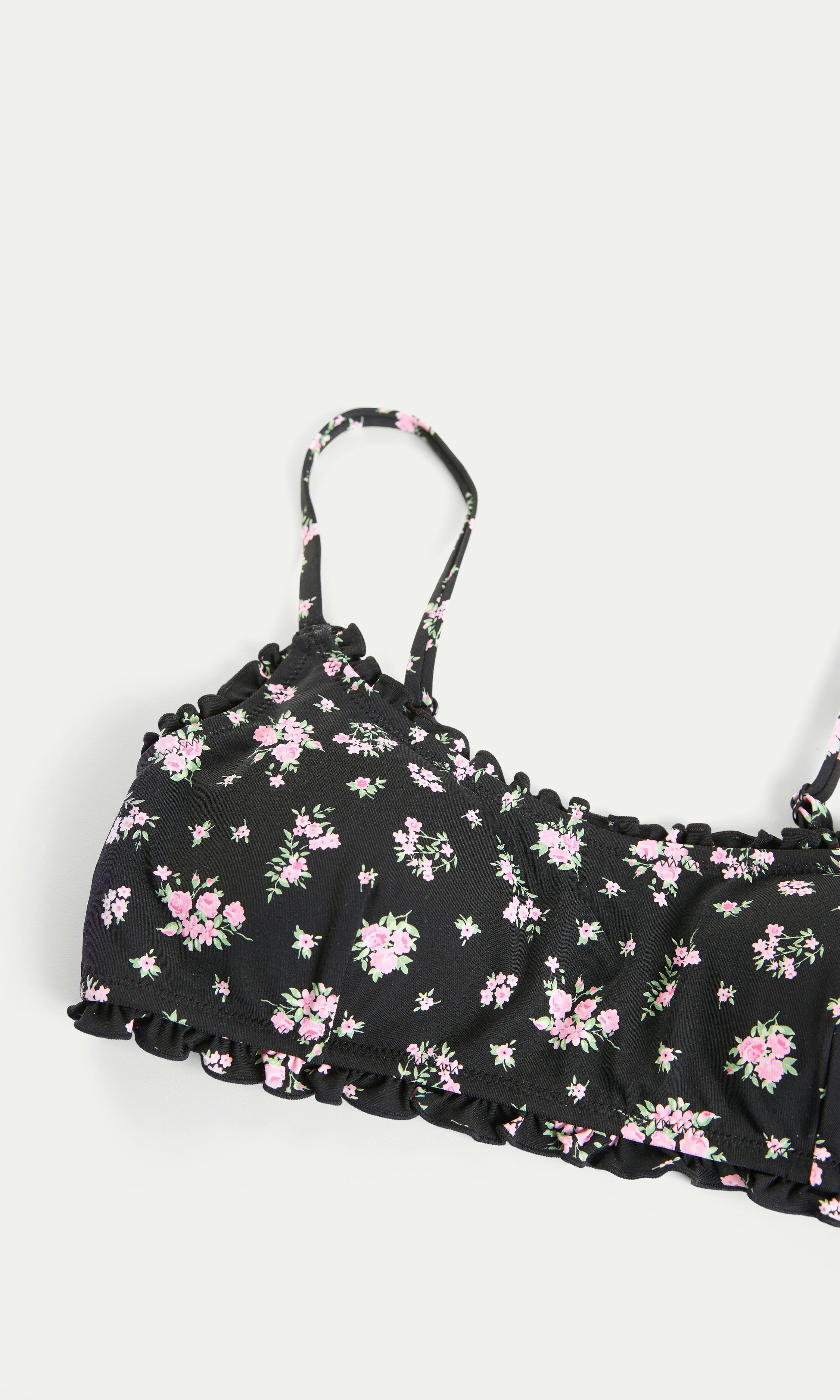 Black U Frill Print Swim Top | Women | | Cubus