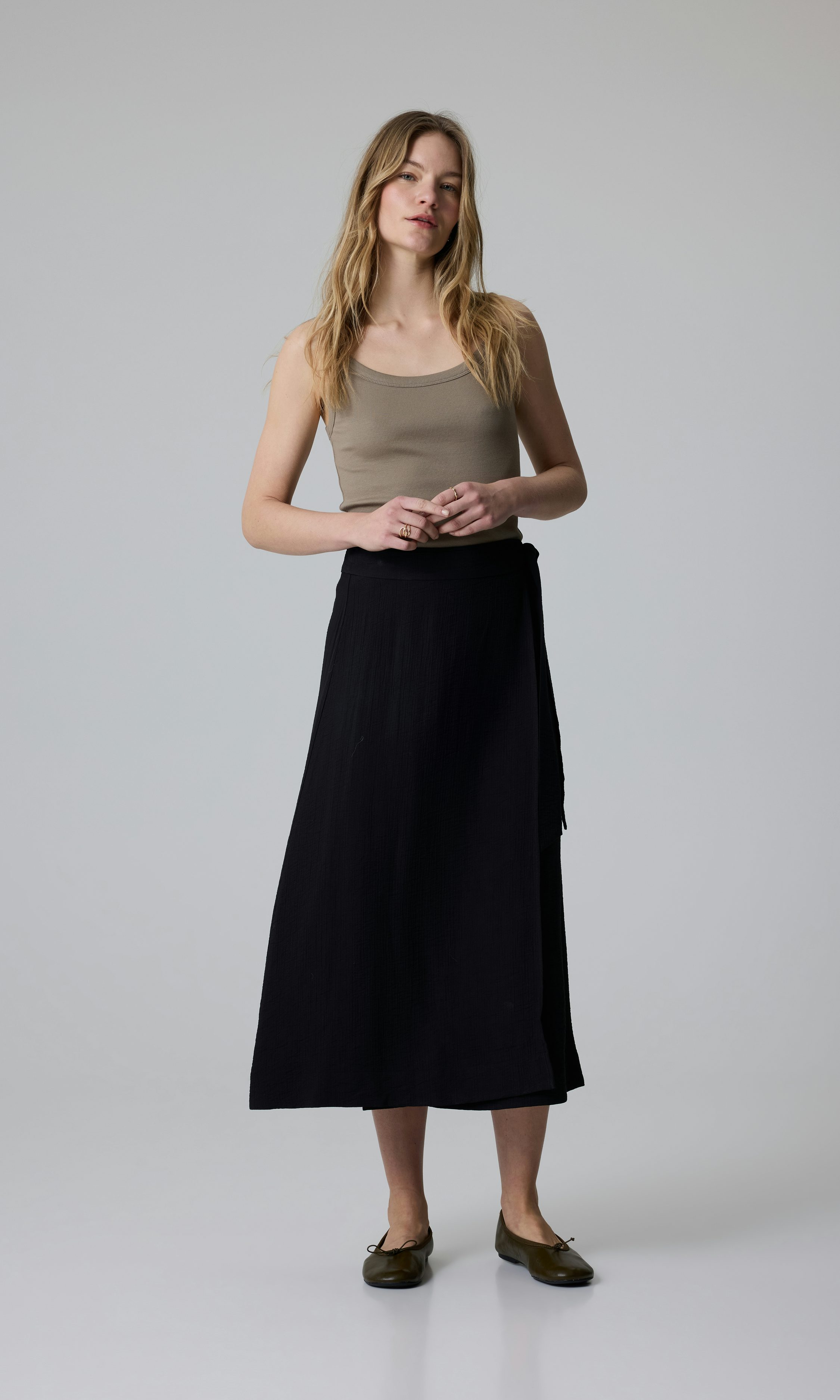 Black L Viscose Wrap Skirt | Women | | Cubus